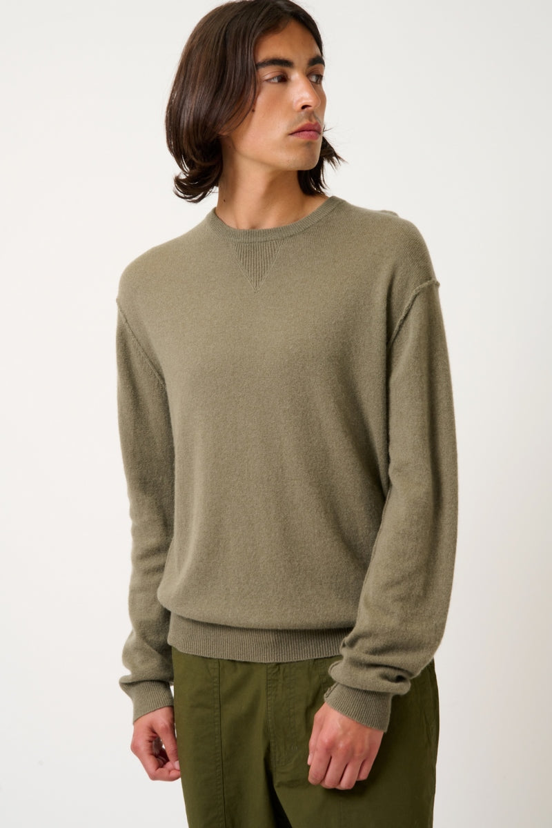 Pull Col Rond Nolan - Army - 100% Cachemire 2 Fils