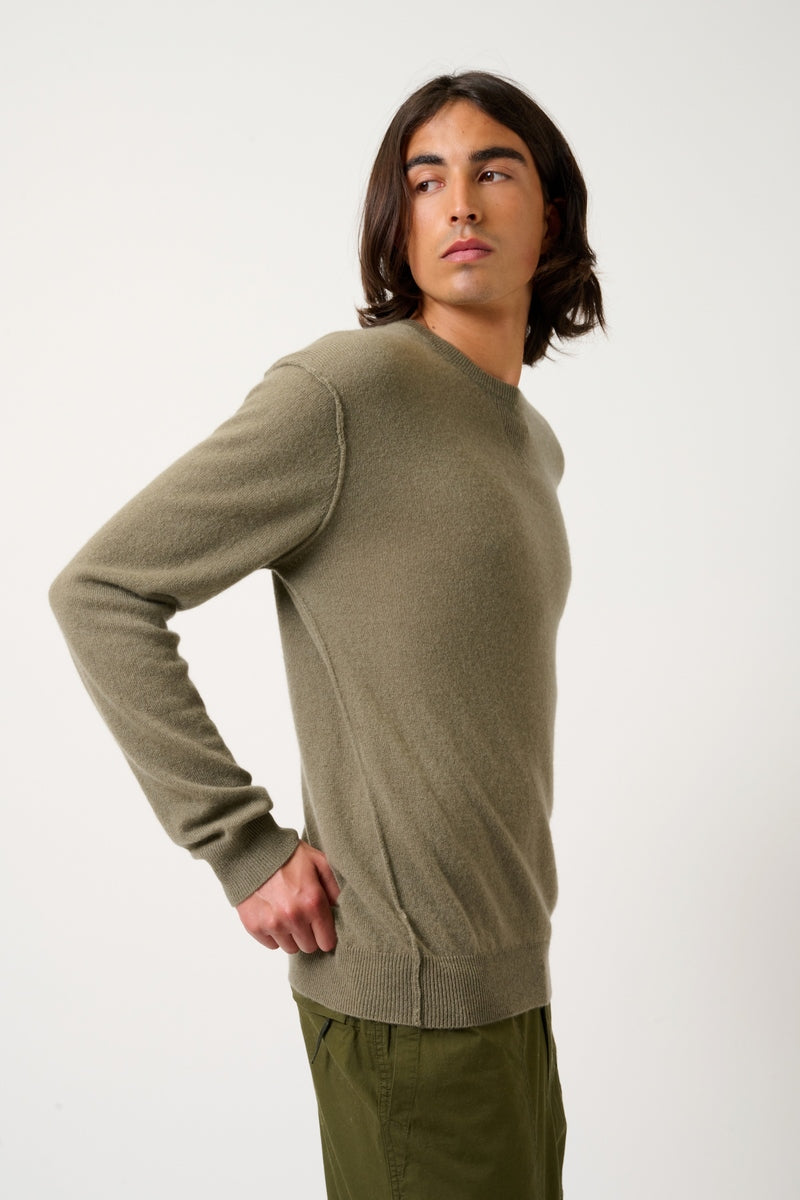 Pull Col Rond Nolan - Army - 100% Cachemire 2 Fils