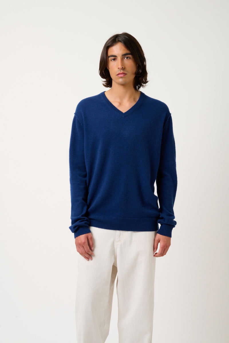 Jersey de cuello en V - Timeo - Medianoche