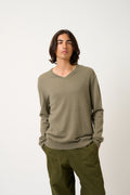 Pull Col V Timeo - Army - 100% Cachemire 2 Fils - Homme
