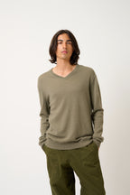 Pull Col V Timeo - Army - 100% Cachemire 2 Fils - Homme