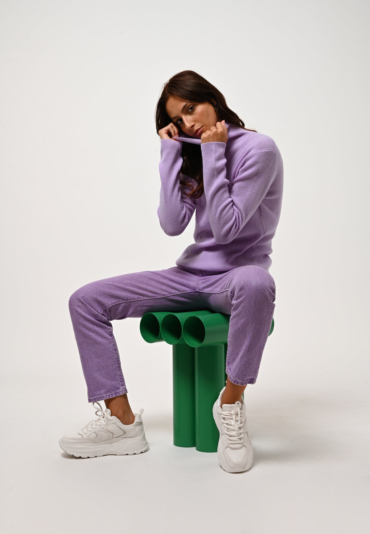 Suzie Roll-Neck Jumper - Mauve - 100% 2-Ply Cashmere