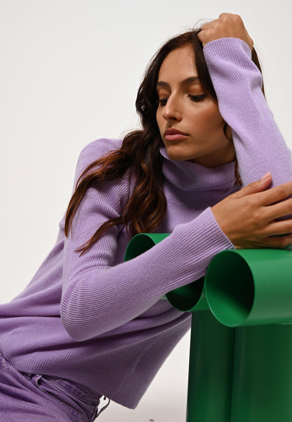 Suzie Roll-Neck Jumper - Mauve - 100% 2-Ply Cashmere