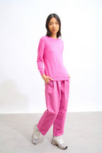 Round-Neck Button-Back Jumper - Estaris - Pink