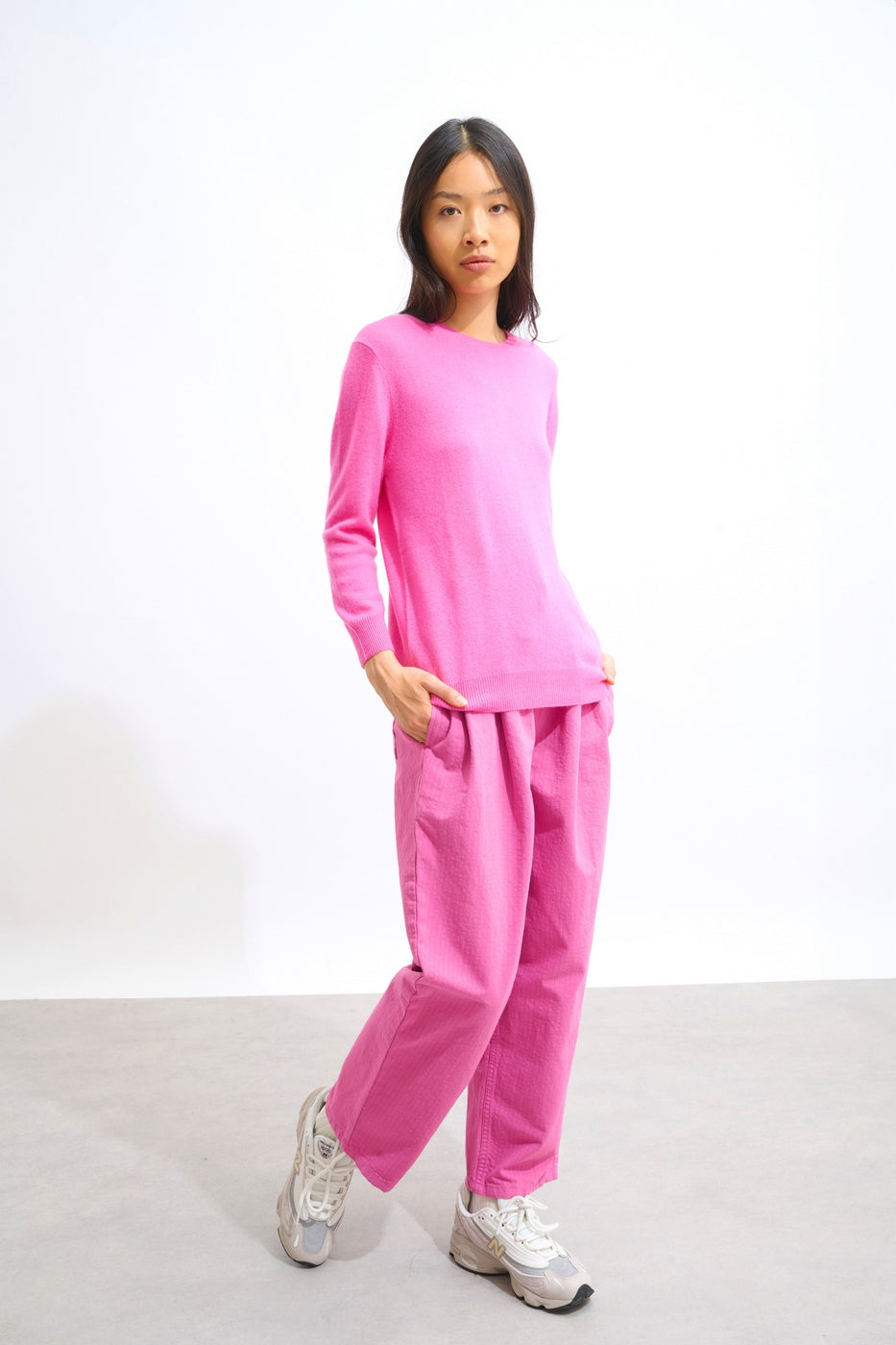 Round-Neck Button-Back Jumper - Estaris - Pink