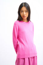 Round-Neck Button-Back Jumper - Estaris - Pink