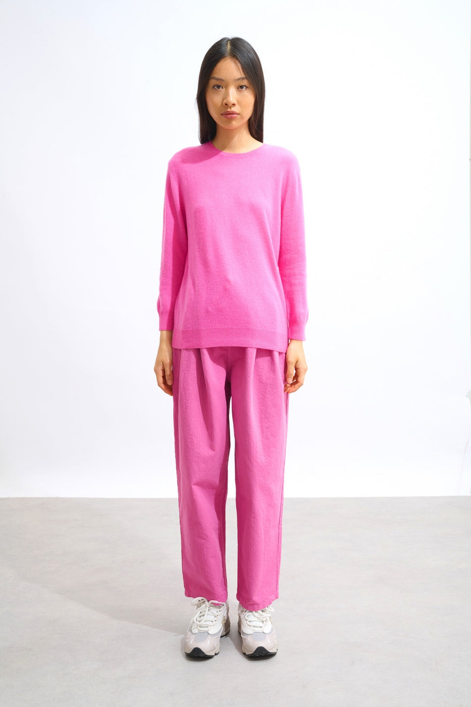 Round-Neck Button-Back Jumper - Estaris - Pink
