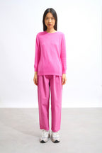 Round-Neck Button-Back Jumper - Estaris - Pink