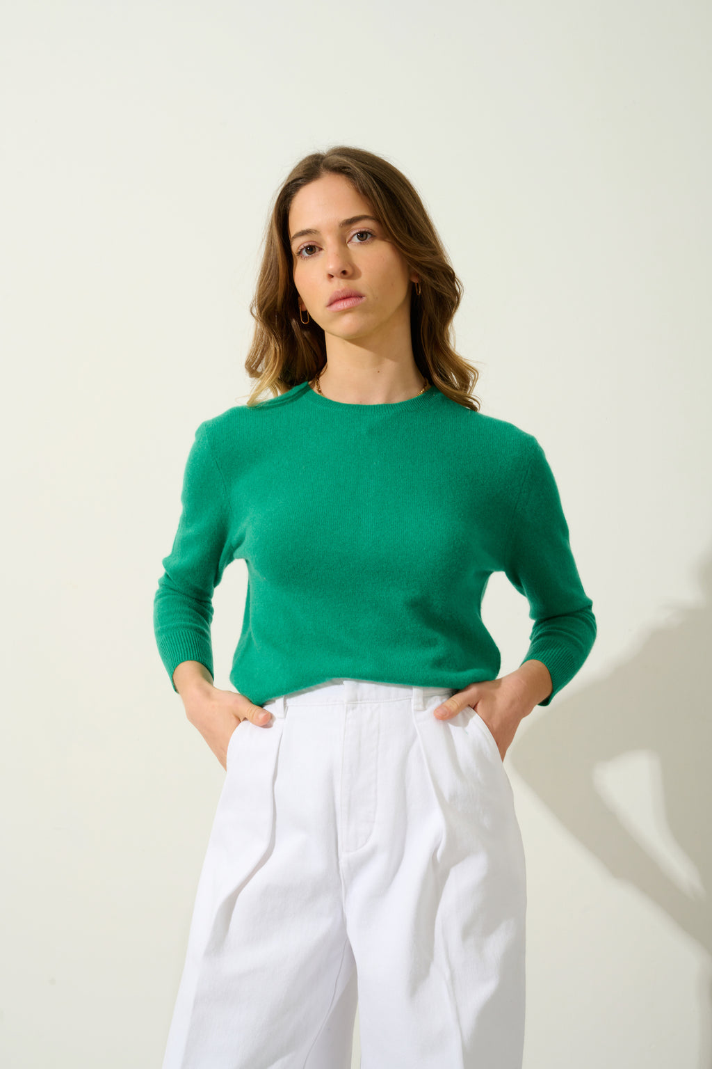 Round-Neck Buttoned Back Jumper - Estaris - Mint