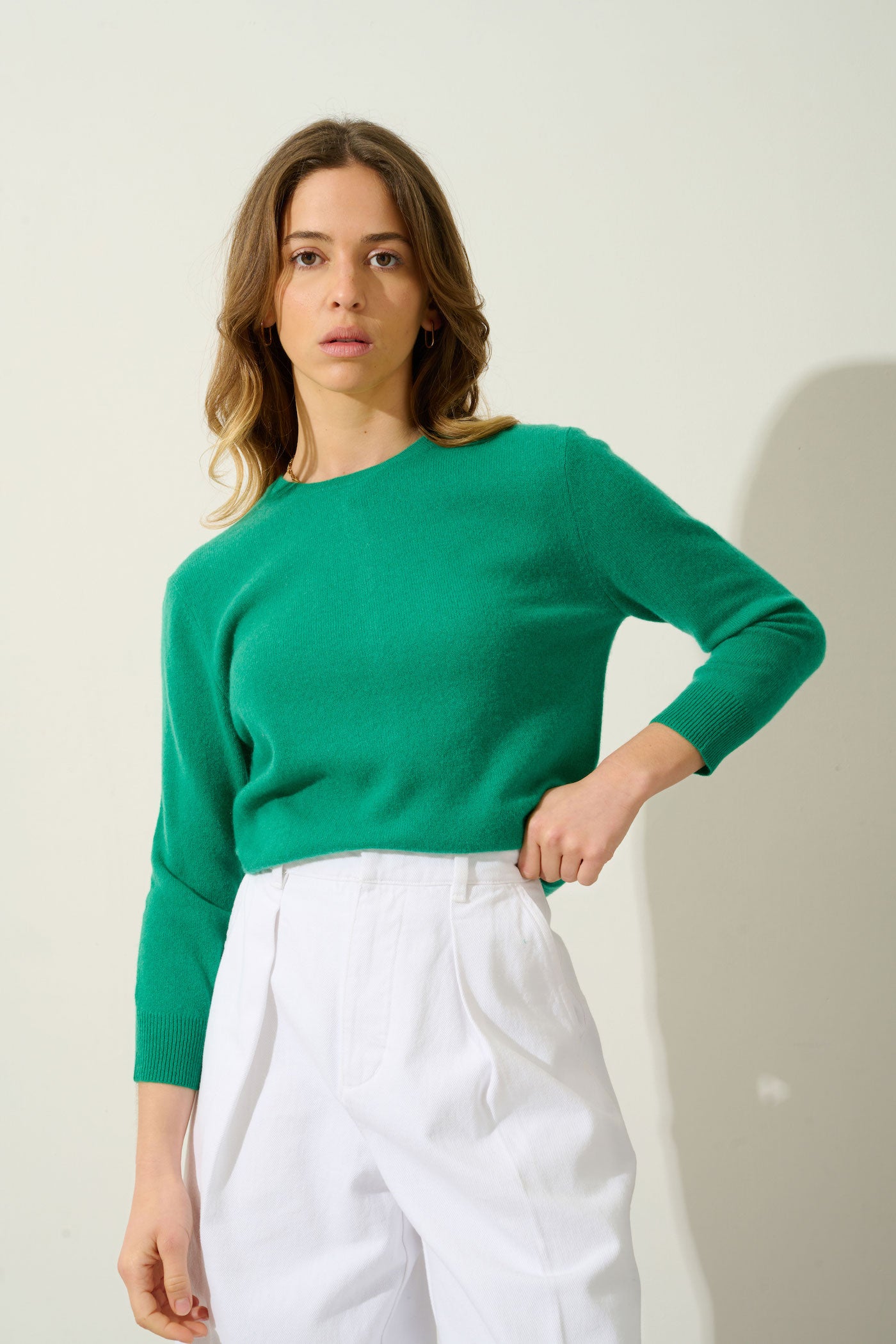 Round-Neck Buttoned Back Jumper - Estaris - Mint