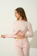 Pull Col Rond Boutonné Dos - Estaris - Poudre