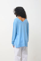 Pull Col V Devant Et Dos - Giegn - Bleu Inca