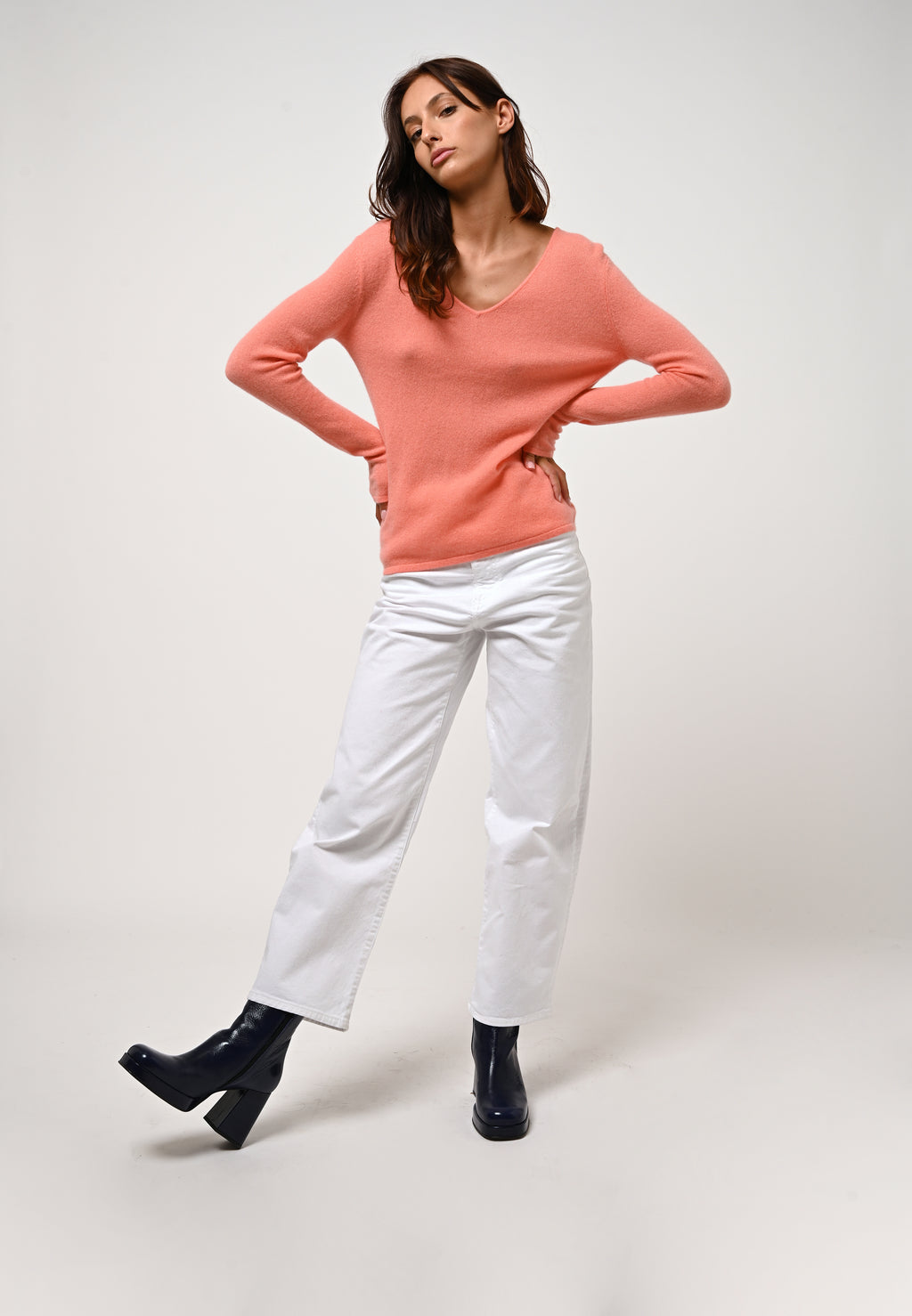 Pull Col V  - Galise - Rose
