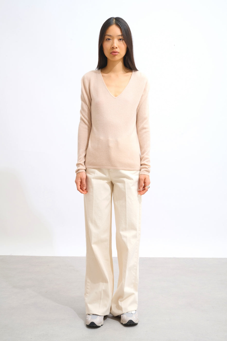 Pull Col V - Galise - Nude