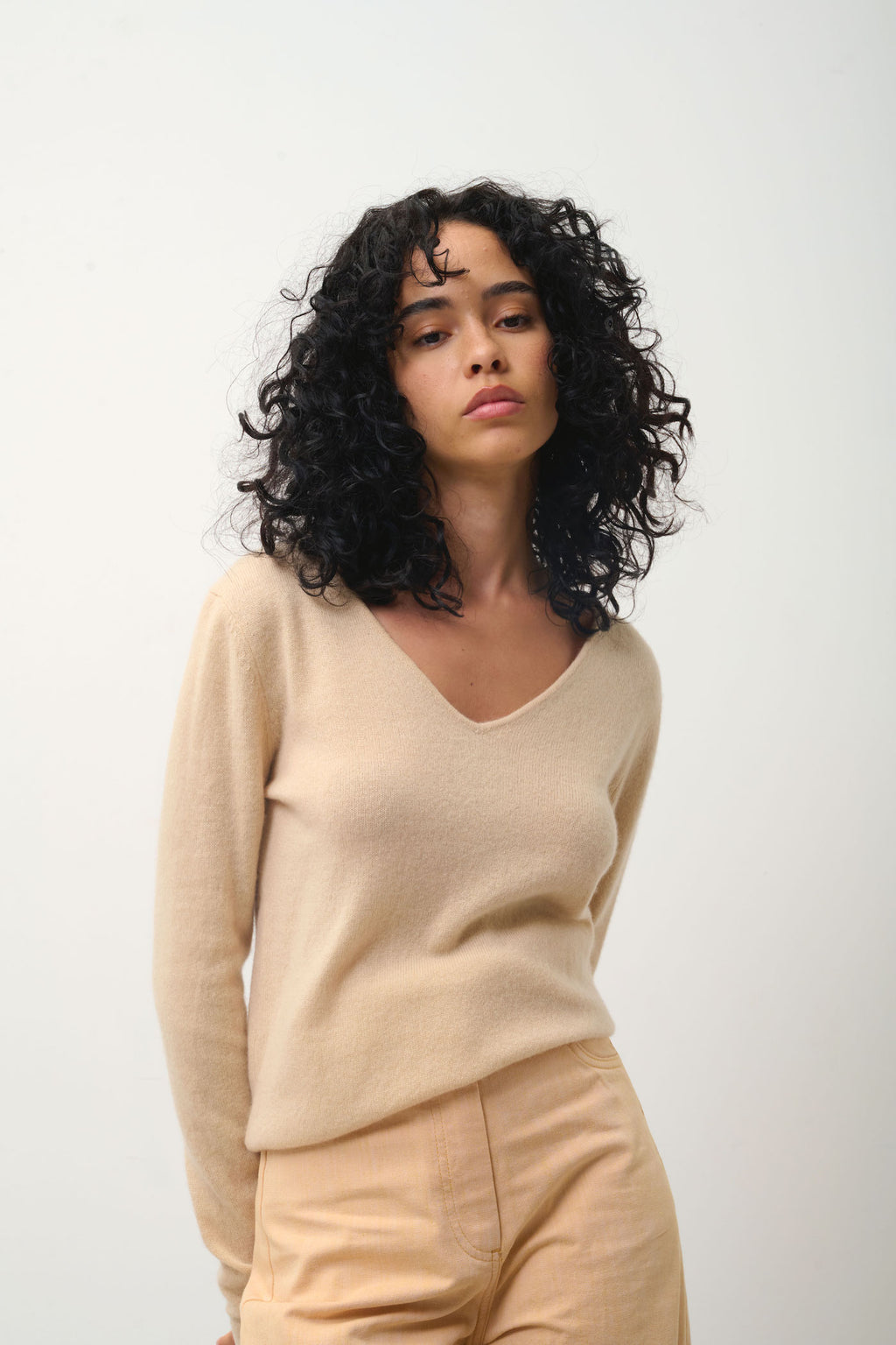 Pull Col V - Galise - Beige