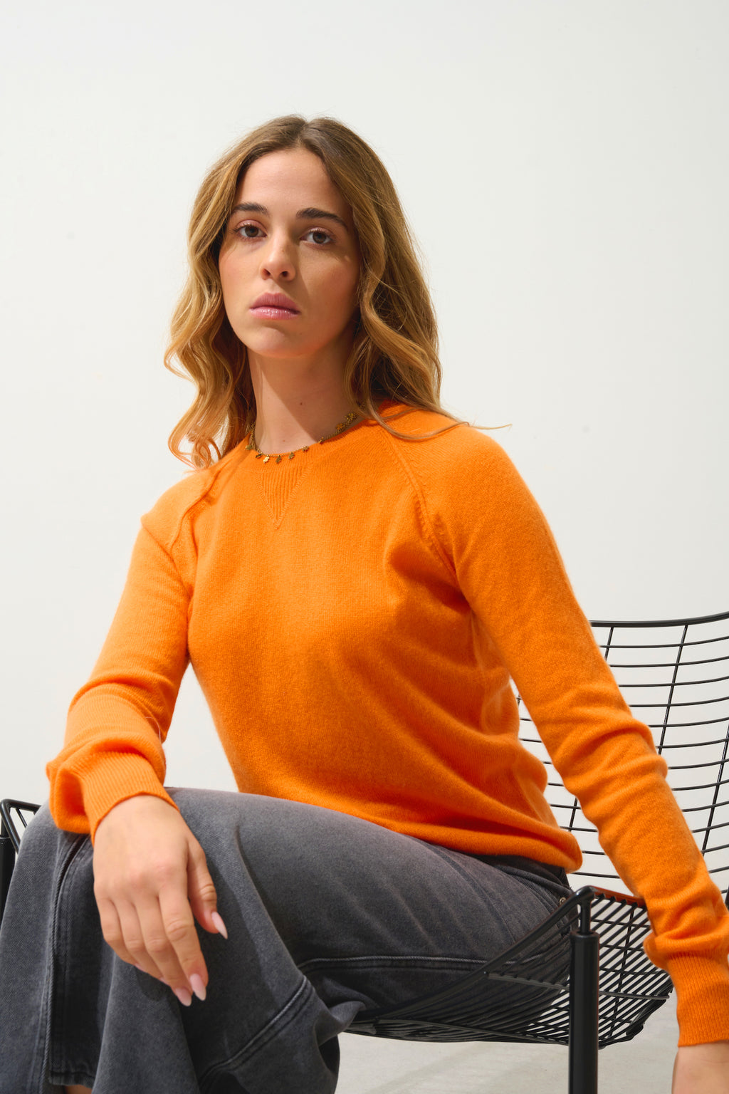 Crew Neck Jumper - Etret - Mandarin