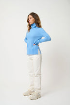 Pull Col Roulé - 100% Cachemire 2 Fils - Baby Blue - Femme