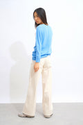 Round-Neck Button-Back Jumper - Estaris - Baby Blue