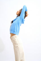 Round-Neck Button-Back Jumper - Estaris - Baby Blue