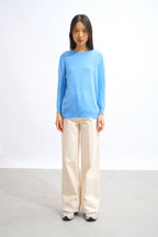 Round-Neck Button-Back Jumper - Estaris - Baby Blue