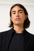 High-Neck Zip Cardigan - Albaron - Black