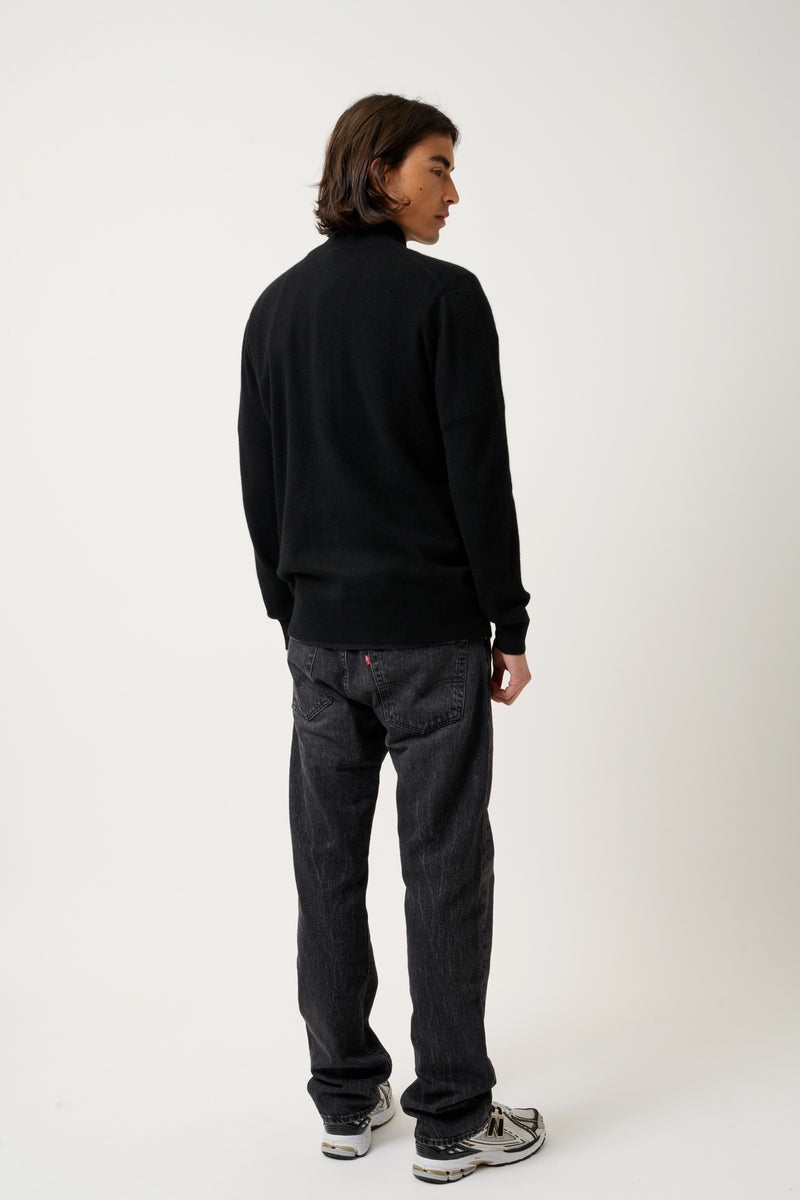 High-Neck Zip Cardigan - Albaron - Black