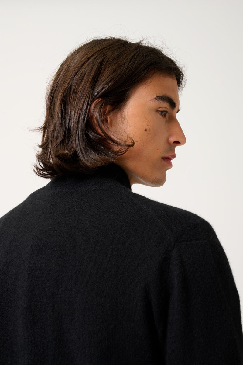 High-Neck Zip Cardigan - Albaron - Black