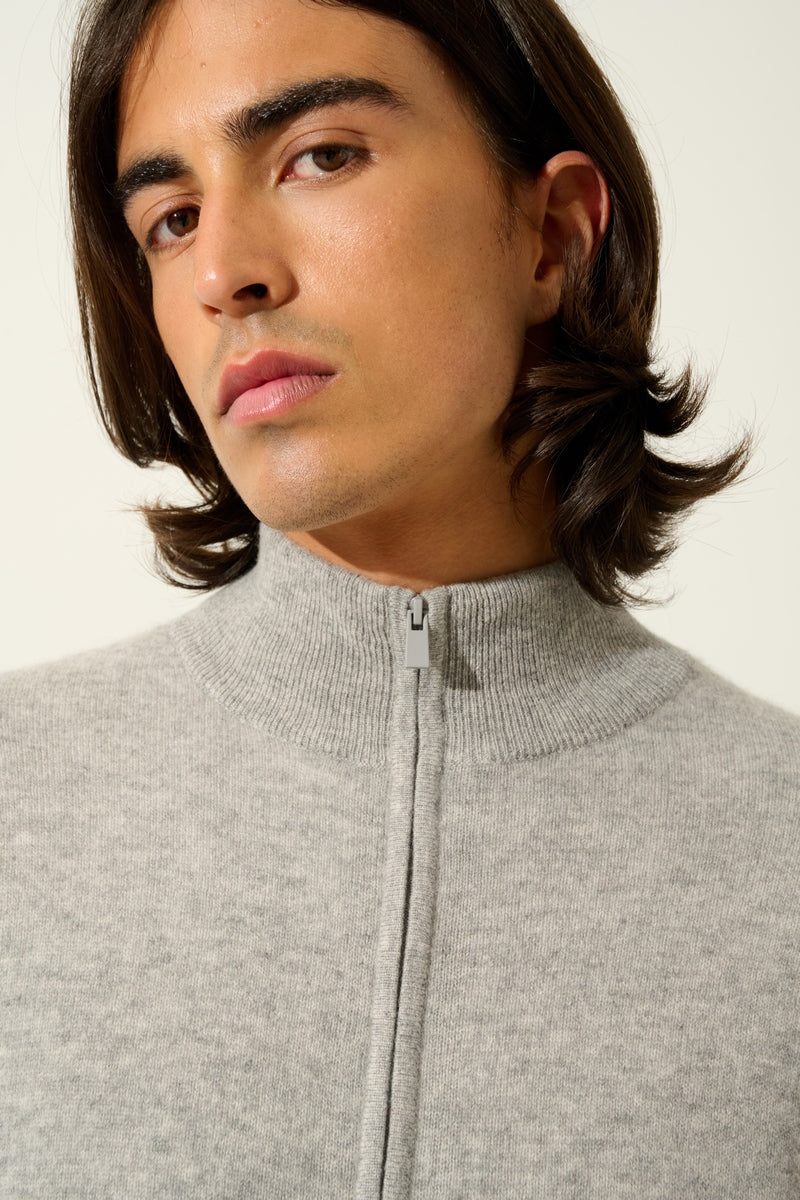Gilet Zippé Col Montant - Albaron - Nuage Chiné