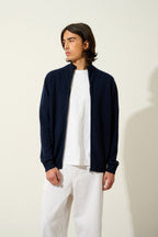 High-Neck Zip Cardigan - Albaron - Navy