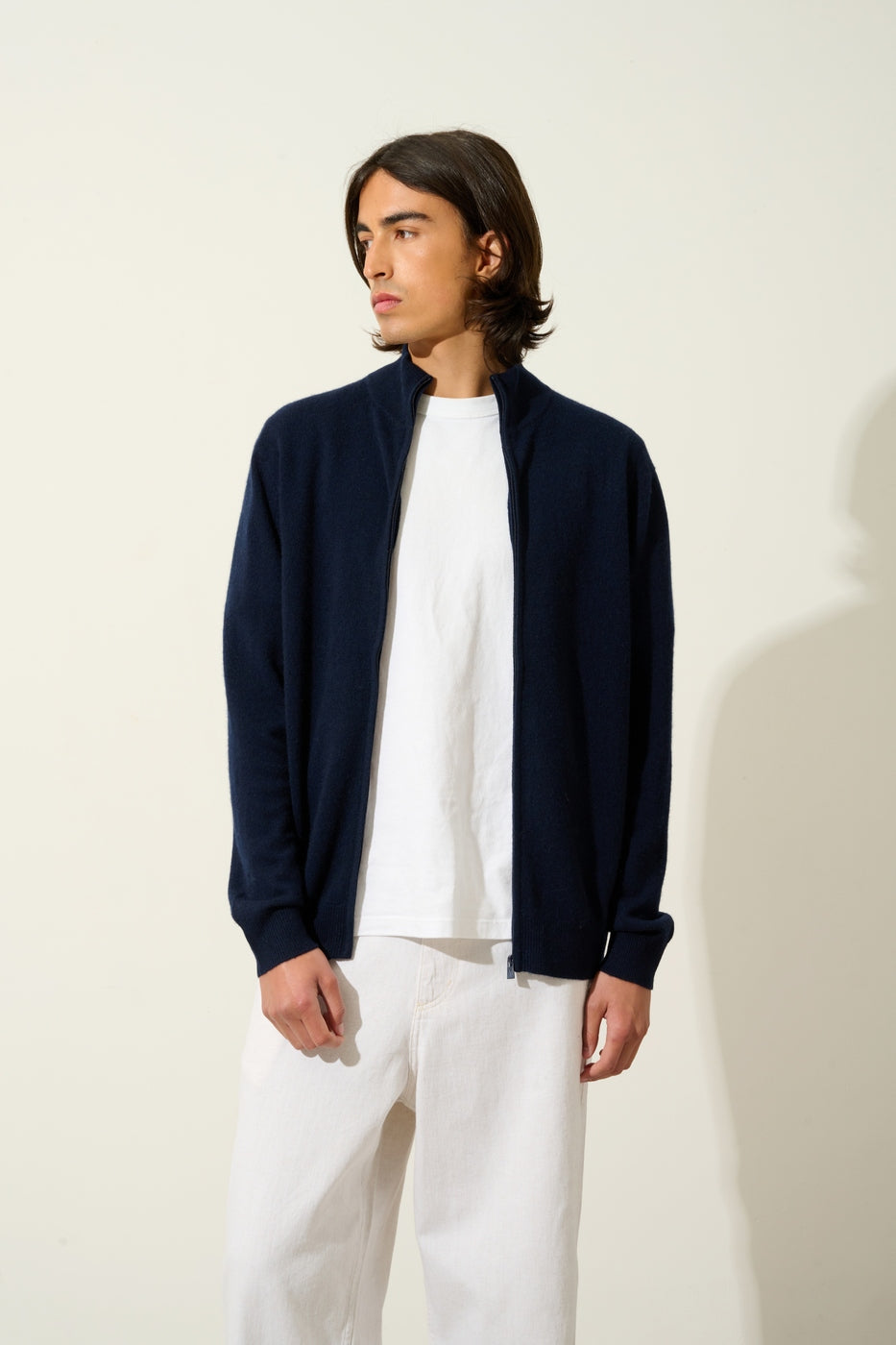 High-Neck Zip Cardigan - Albaron - Navy