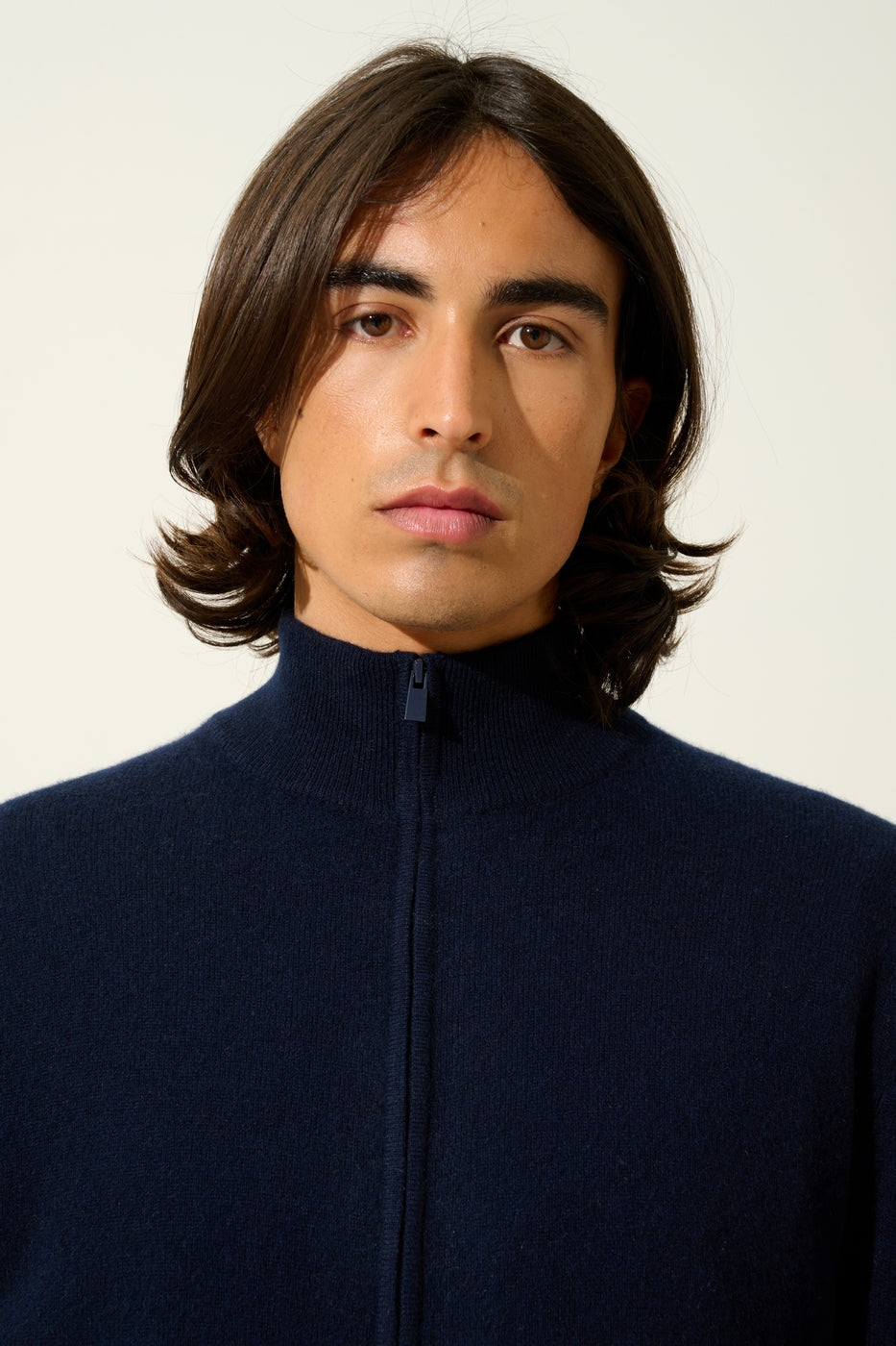 High-Neck Zip Cardigan - Albaron - Navy