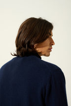 High-Neck Zip Cardigan - Albaron - Navy