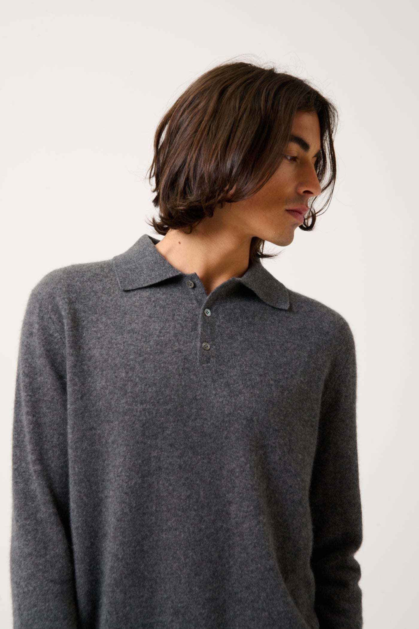 Polo Manches Longues - Charvet - Anthracite Chiné