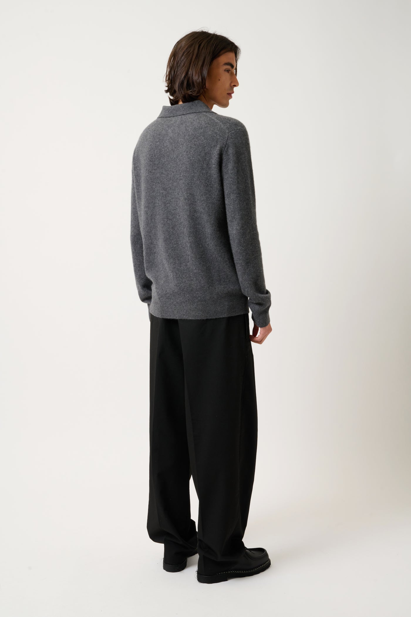 Polo Manches Longues - Charvet - Anthracite Chiné