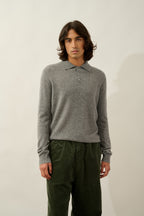 Long-Sleeved Polo Shirt - Charvet - Marl Flannel