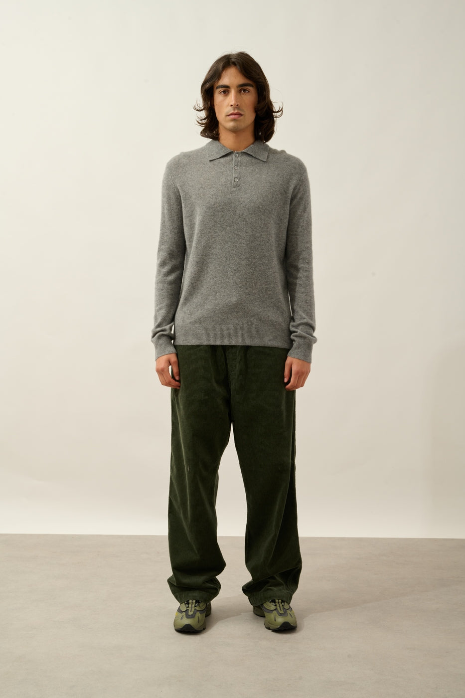 Long-Sleeved Polo Shirt - Charvet - Marl Flannel