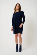 Round Neck Dress with Belt - Coniston - Navy