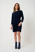 Vestido Cuello Redondo Con Cinturón - Coniston - Azul Marino