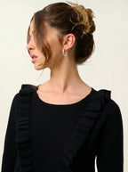 Pull Col Rond Volants Devant - Knott - Noir