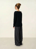 Pull Col Rond Volants Devant - Knott - Noir