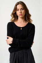 Pull Col Bateau Goutte Devant - Glyder - Noir