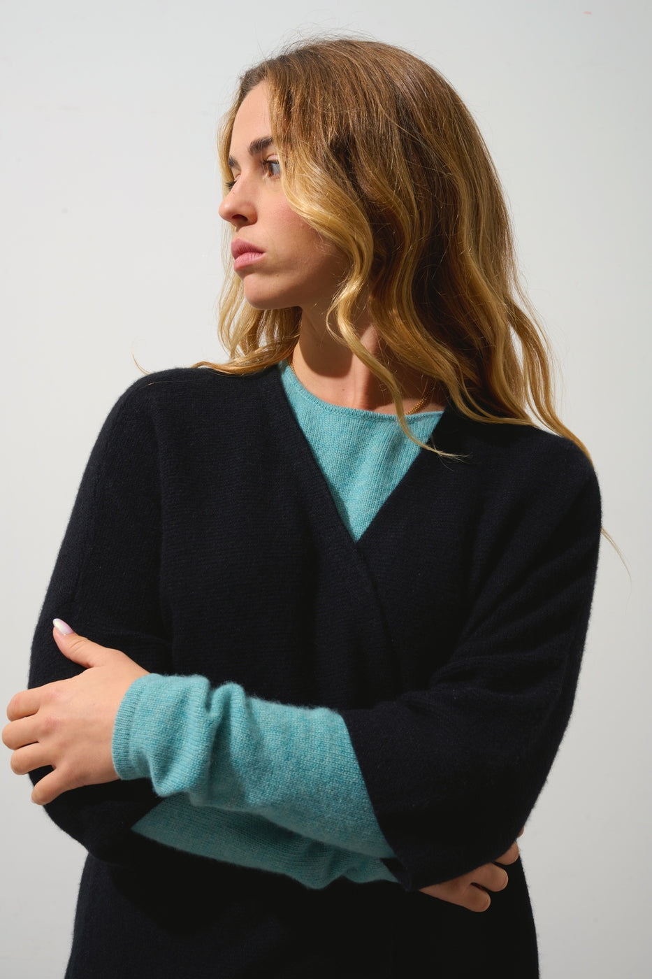 Open V-Neck 3/4-Sleeve Cardigan - Mendip - Black