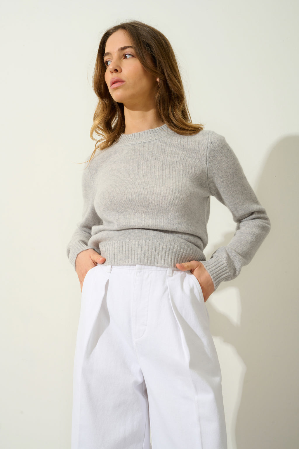 Pull Col Rond 4 Fils - Jetsan - Gris
