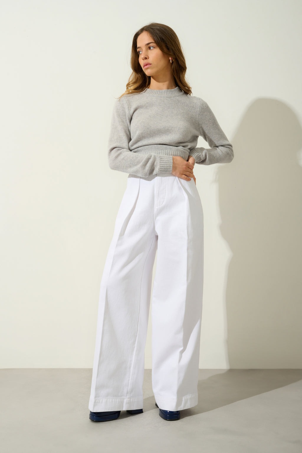 Pull Col Rond 4 Fils - Jetsan - Gris