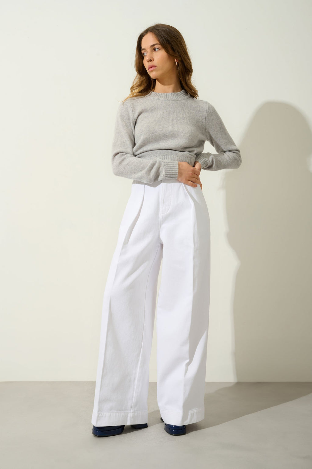 Pull Col Rond 4 Fils - Jetsan - Gris