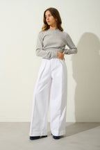 Pull Col Rond 4 Fils - Jetsan - Gris