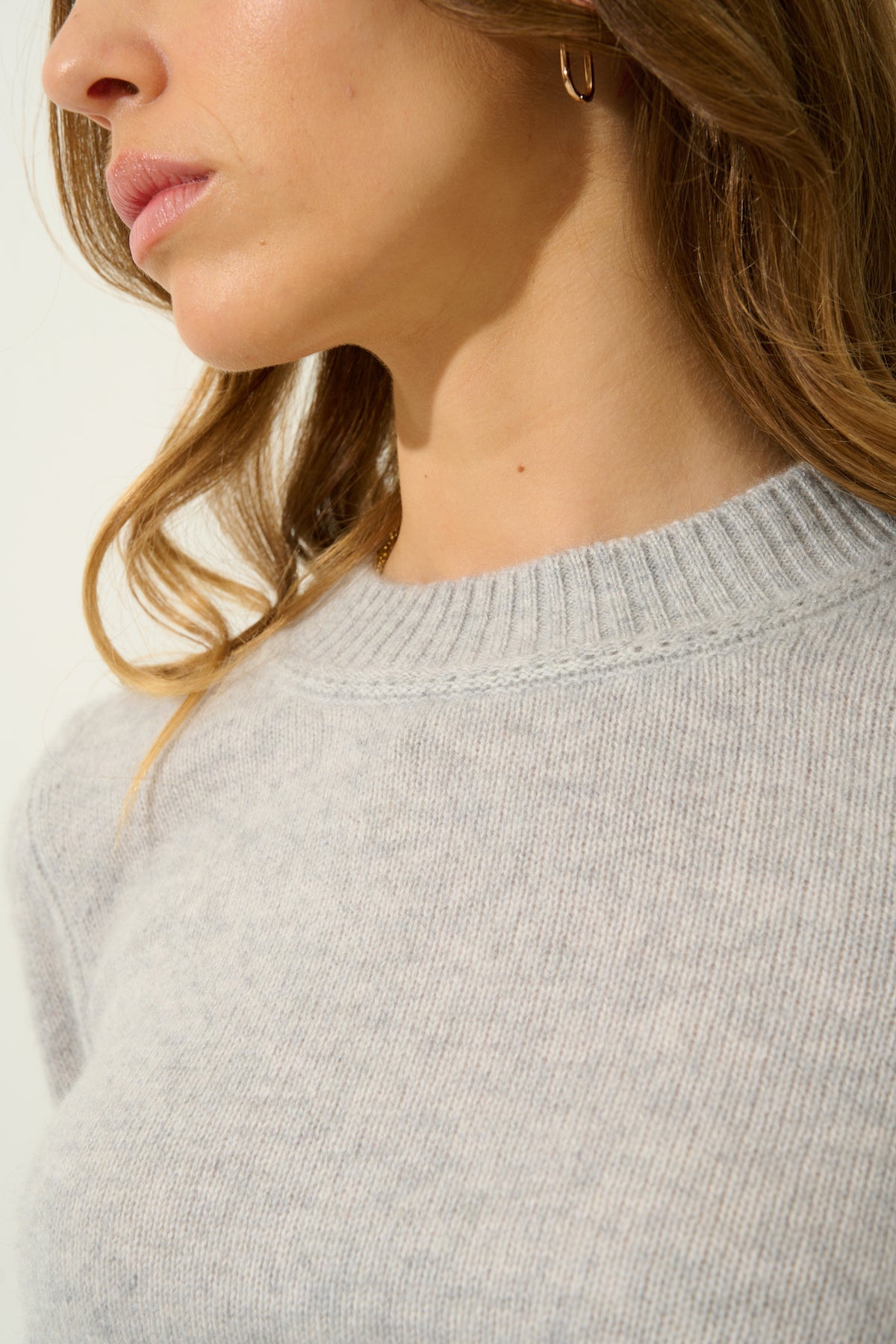 Pull Col Rond 4 Fils - Jetsan - Gris