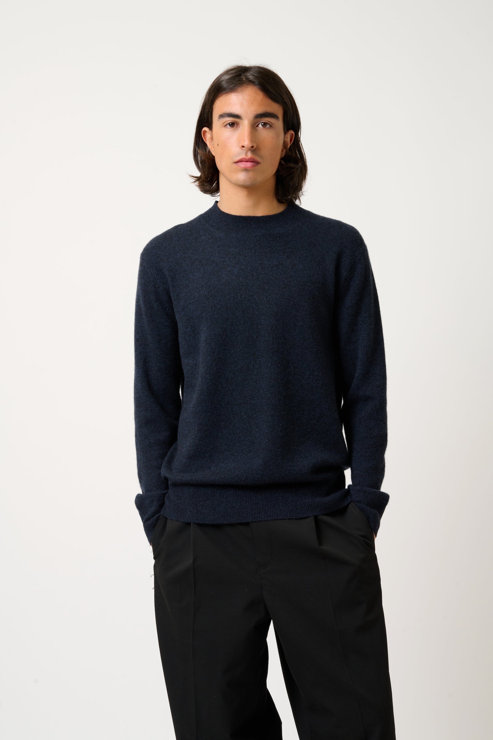 Pull Col Rond Lasya - Caviar - 100% Cachemire 2 Fils - Homme
