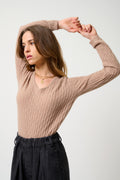 Jersey Cuello en V - Grasmoor - Camel Jaspeado