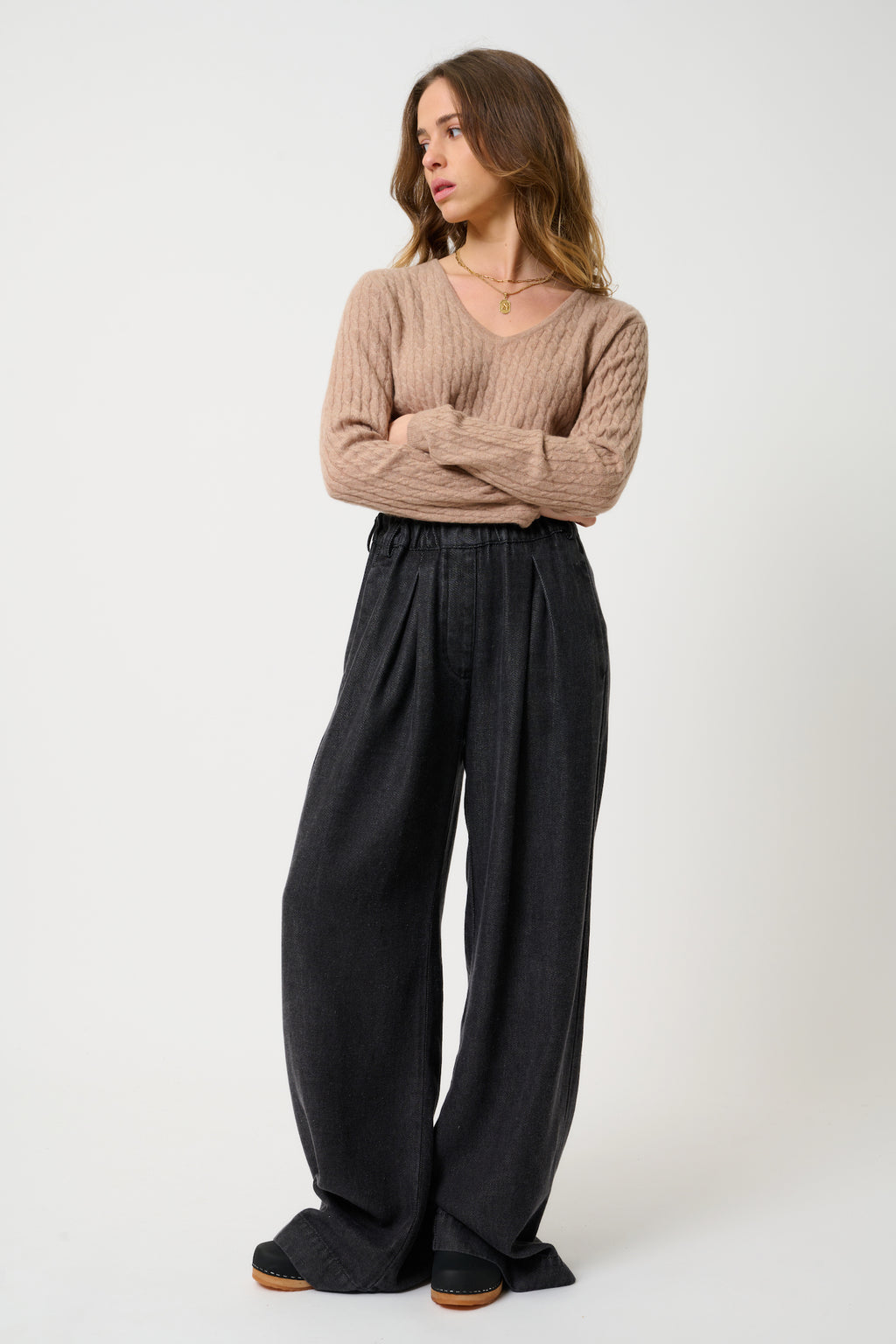 Jersey Cuello en V - Grasmoor - Camel Jaspeado